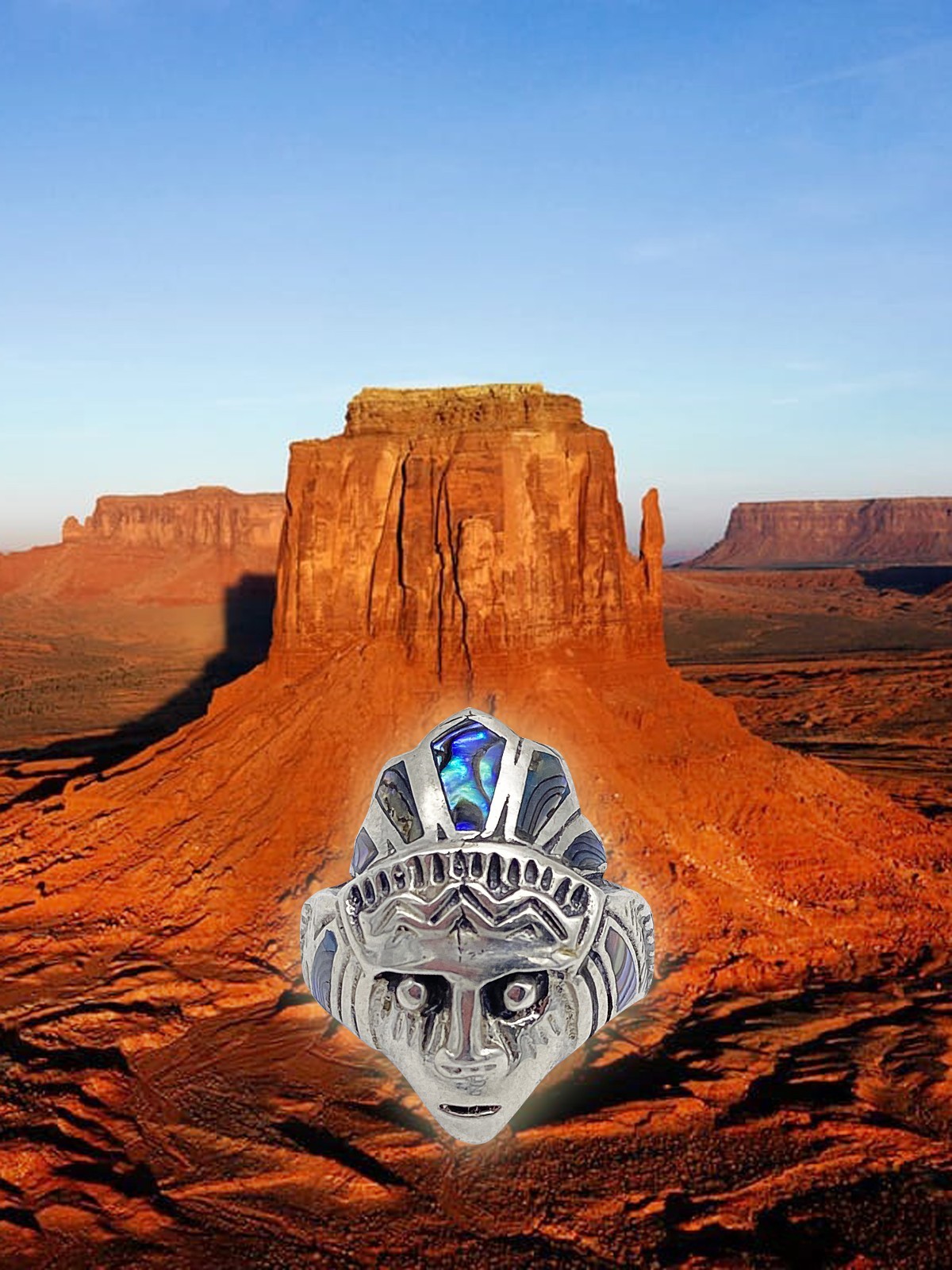 Mohican Tribe Native American ring Abalone,
