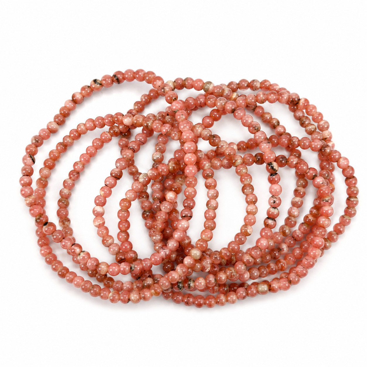 Natural Rhodochrosite Stretch Bracelet 4mm Round Bead Crystal Healing Jewelry