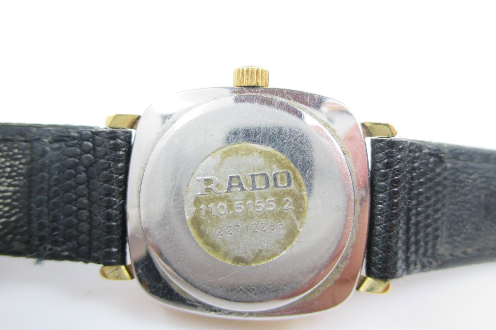 RADO 110.5155.2 Black Dial Black Leather Band Quartz Ladies Watch RW3344L