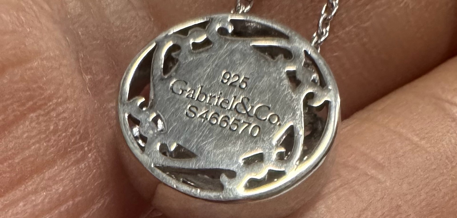 Gabriel & Co Sterling Silver Mediterranean Diamond Filigree Pendant Necklace