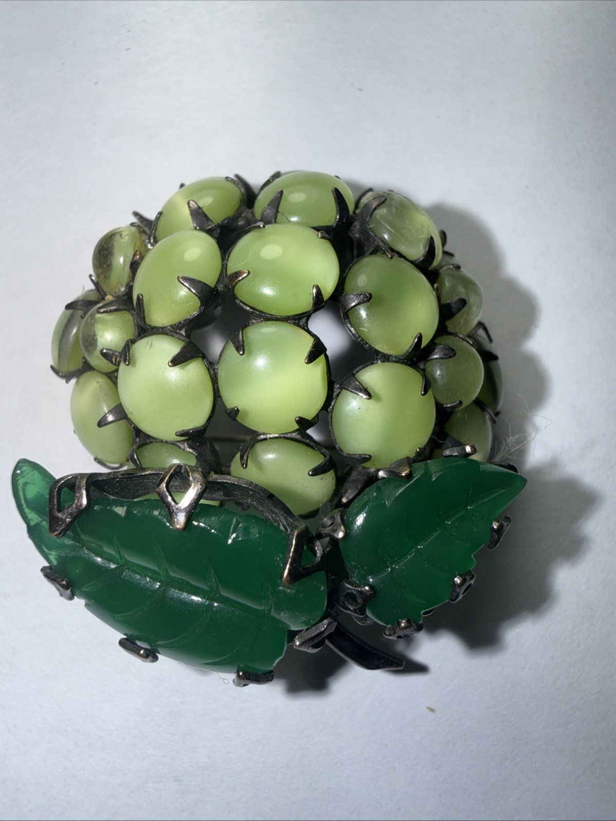 Brooch Pin Schreiner New York “Fantasy Lime” or “Green Strawberry” Unsigned Rare