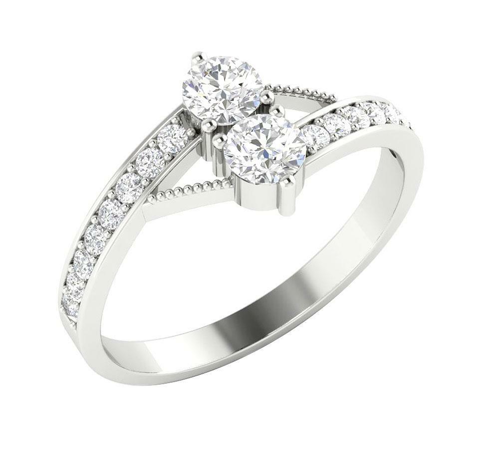 Solitaire Engagement Ring SI1 G 0.80 Carat Forever Us Two Stone Diamond 14K Gold