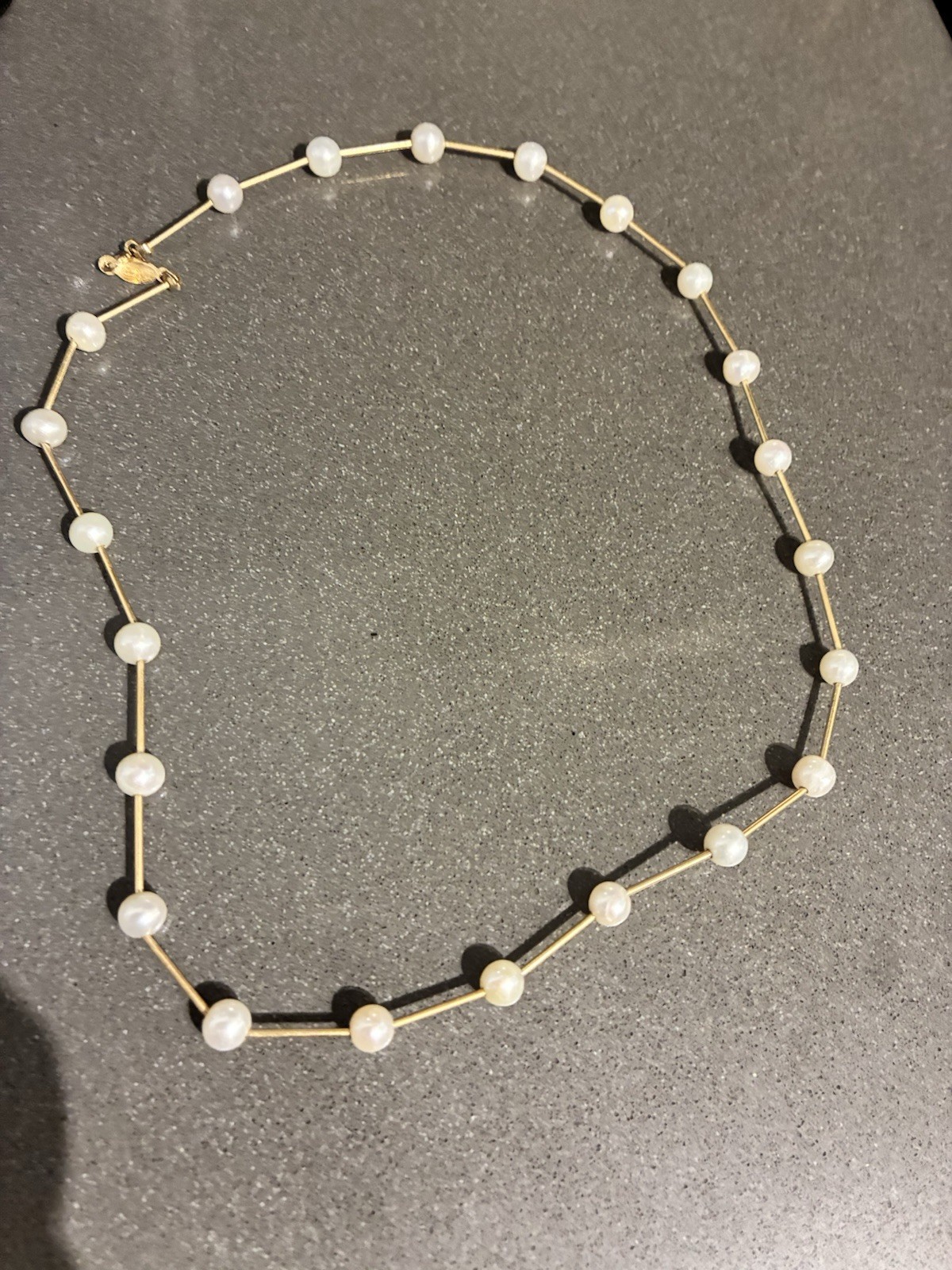 PETER BRAMS 14K YELLOW GOLD AKOYA CULTURED PEARL STATION NECKLACE 16.5” 6.80g