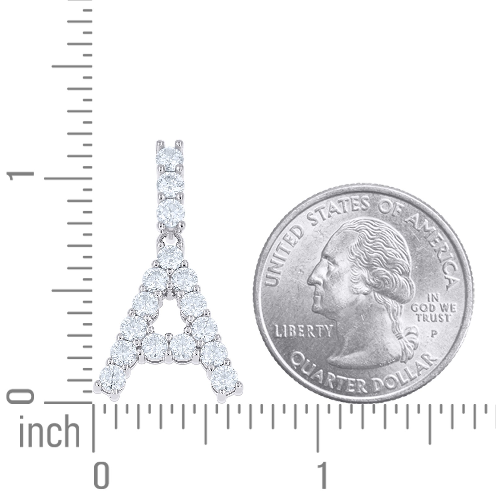 925 Sterling Silver Prong Moissanite Small Block Font Letter A Pendant 1.62 CT