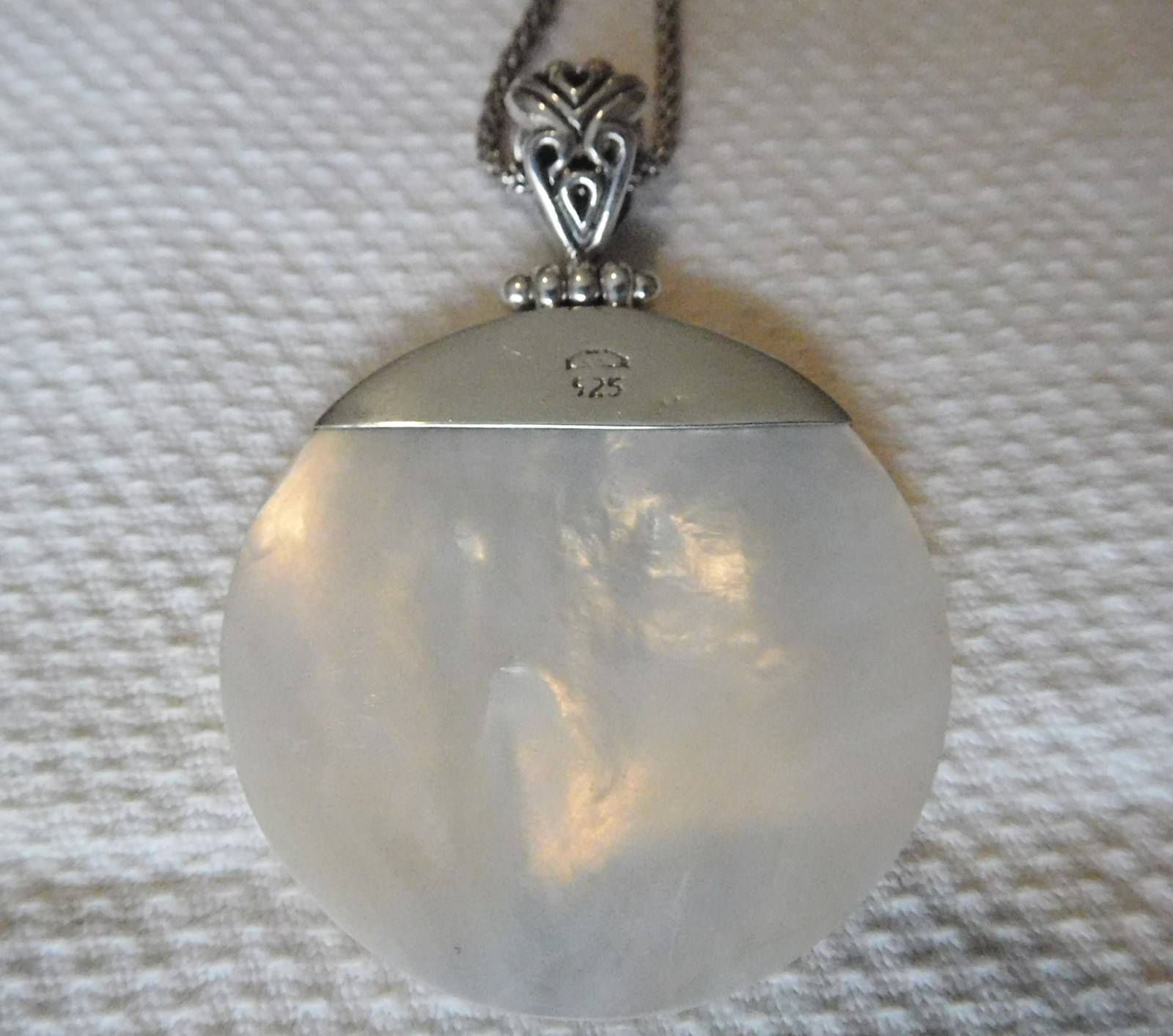 Sterling silver MOP round Pendant w/chain 2″- 18.5″ I-6693