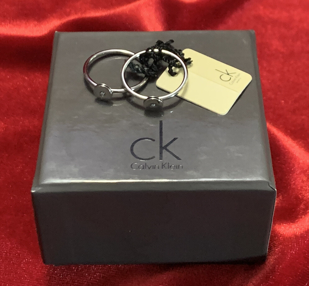 CALVIN KLEIN Women’s Stainless Steel Silver-Toned Precious Ring Set SIZE 9 NIB
