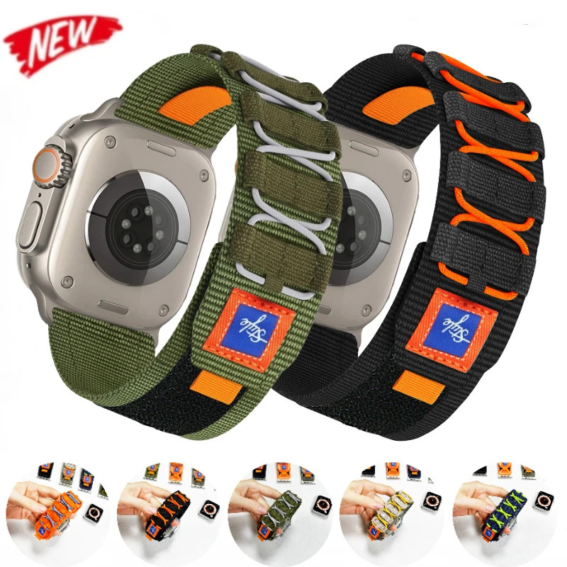 Nylon Five Loop Strap for Apple Watch Ultra 3 2 1 49mm Wristband for 11 10 9 8 7