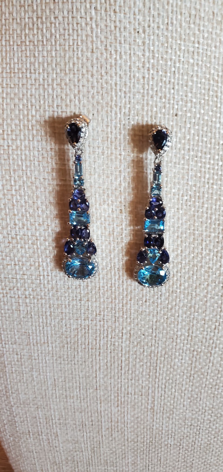 925 Sterling Silver Genuine Blue Topaz And Amethyst Victoria Wieck Earrings