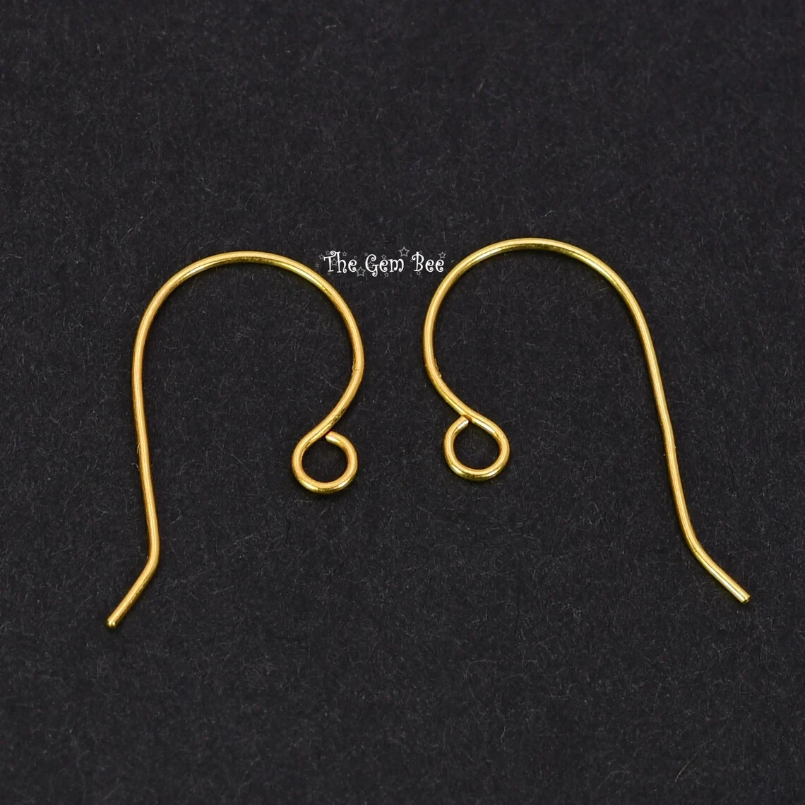 14K Solid Yellow Gold 22 Gauge French Hook Earwire with Ends 15mmx16mm PAIR