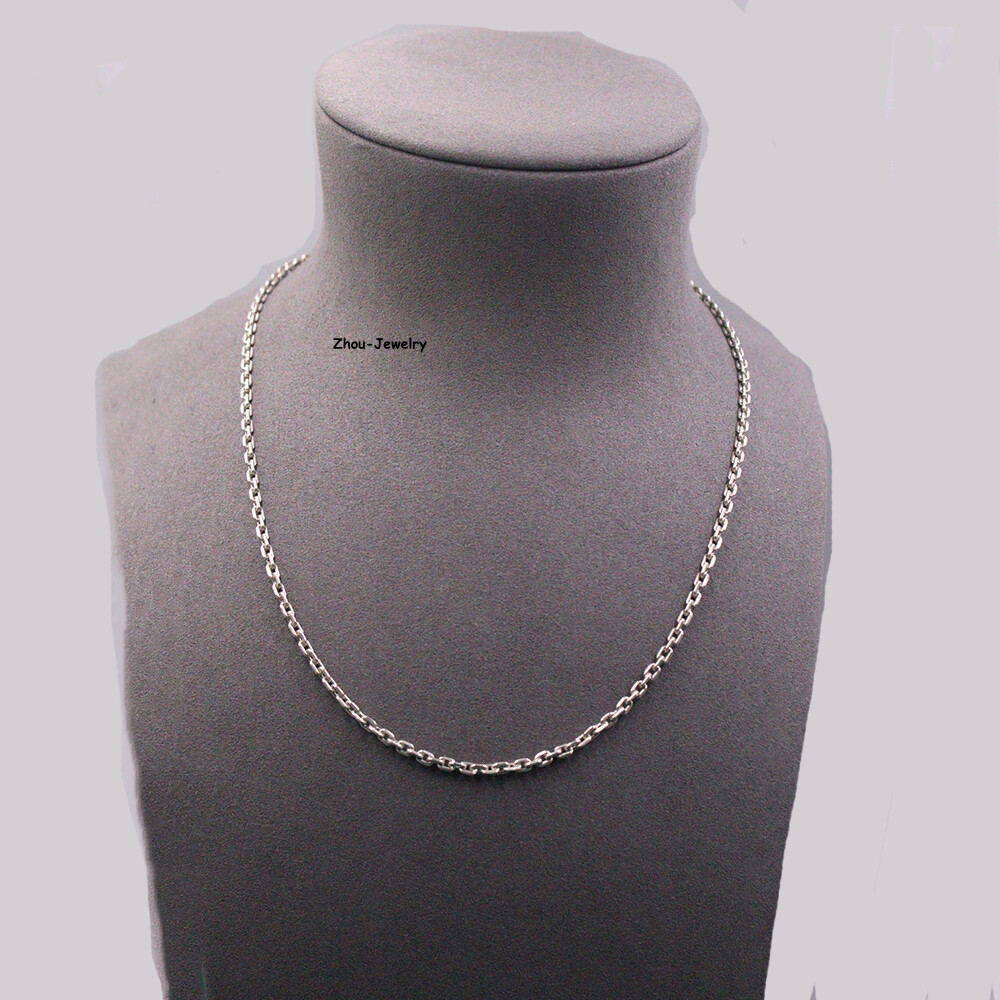 Pure S925 Sterling Silver Chain 3mm Cuboid Cable Link Necklace 11-12g 19.6inch