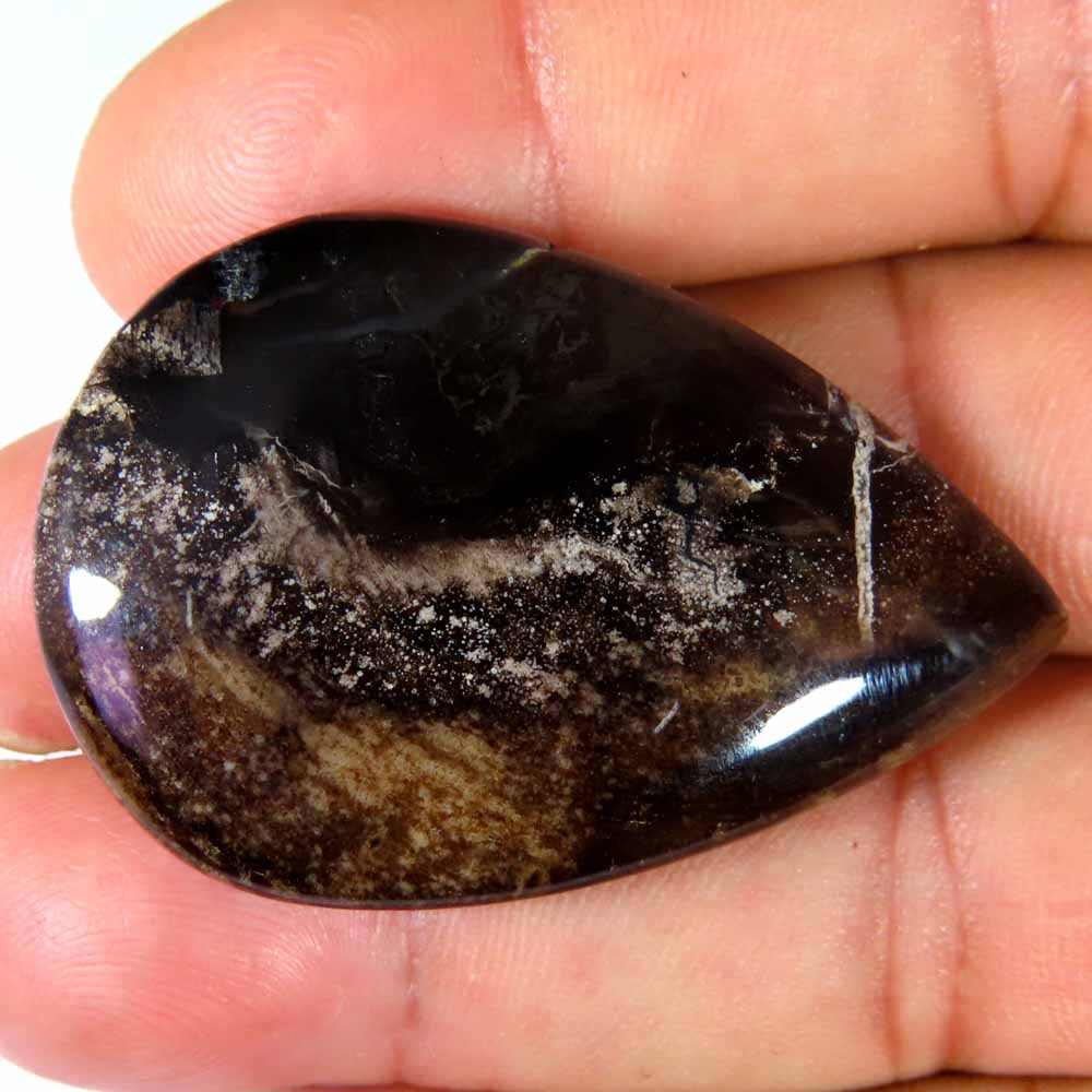 57.55cts 100%natural superb violet flame agate pear cab 28x43x6mm losse gemstone