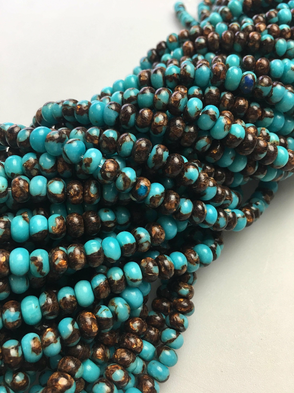 Bronzite Turquoise Smooth Rondelle Beads 2x4mm 4x6mm 15.5″ Strand