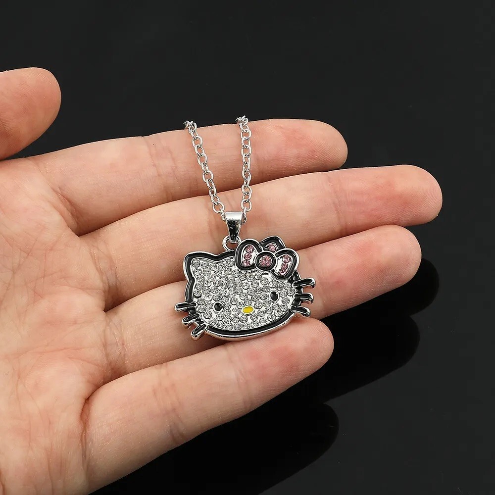 2 Packs Hello Kitty Bling Pendant Necklace With Chain New