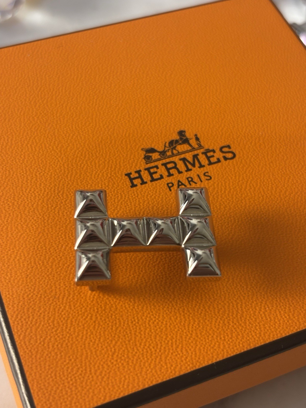 Hermes Paris Signed Silver Tone Letter H Belt Buckle 1.5cm