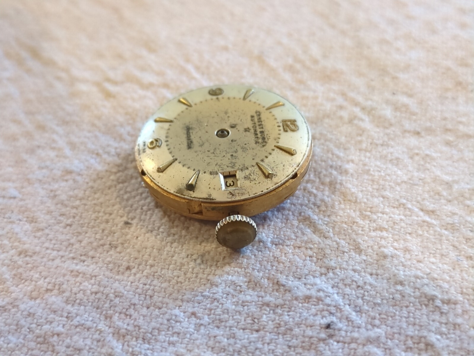 Ernest Borel Automatic Cronostar with Date. Includes Dial, Case, and Parts. Look