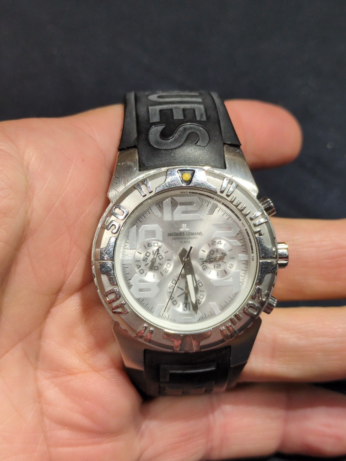 Jacques Lemans Men 1-1344 Stainless Steel Chronograph Quartz Watch 8.3″ New Btry