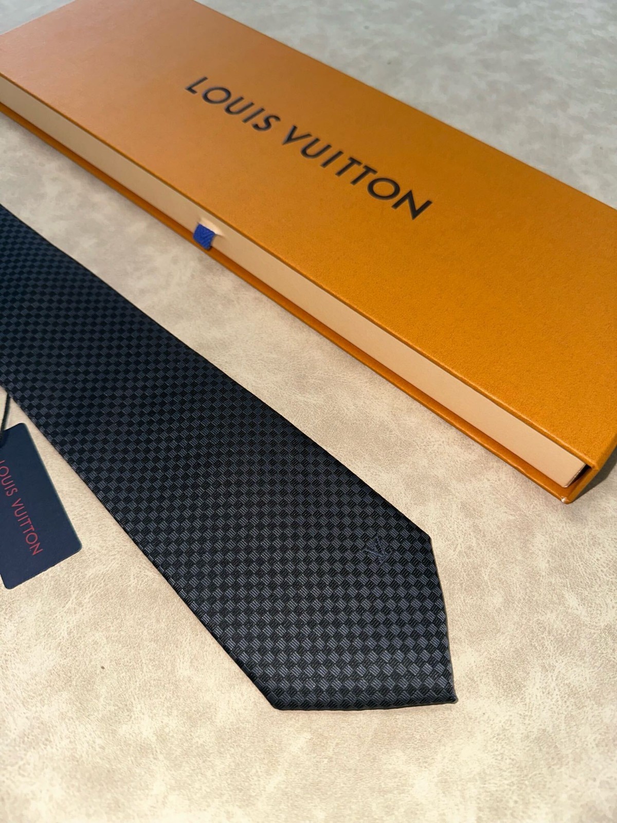 Louis Vuitton Men’s Micro Damier Tie Black Full Packaging NWT