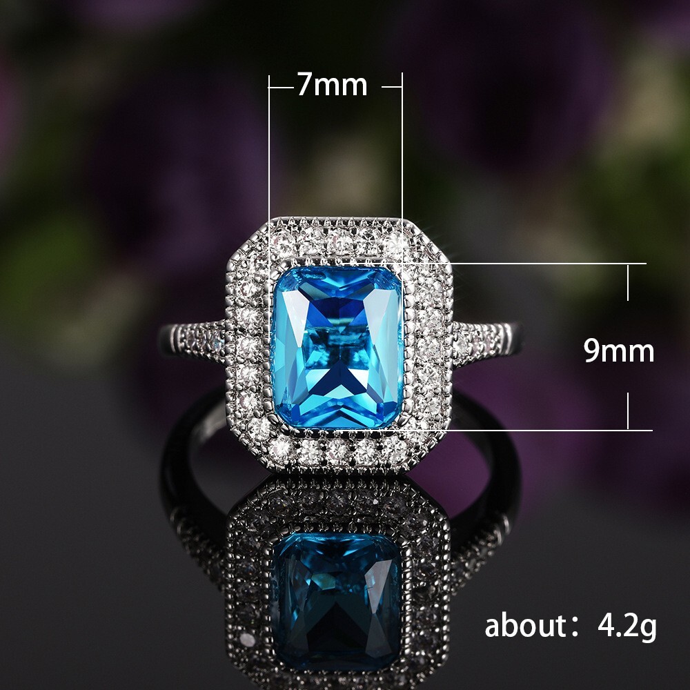 Royal Style Ring Gift For Boyfriend 925 Silver Plated 2.4Ct Simulated Aquamarine