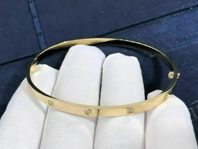 3.90CT Round Lab Created Diamond Women’s Bangle Bracelet 14K Yellow Gold Finish