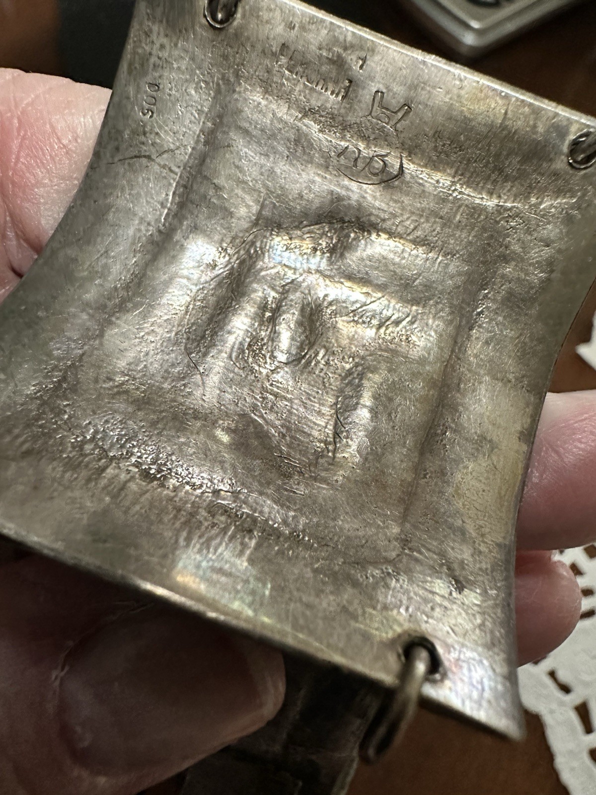 Vintage Heavy Peru 900 Silver Storyteller Panel Bracelet 121.6 gram Inca Deities