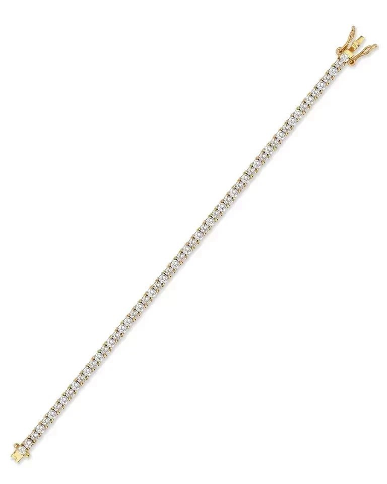 Round Natural Diamond Tennis Bracelet 14k Solid Yellow Gold For Party Wear Gift