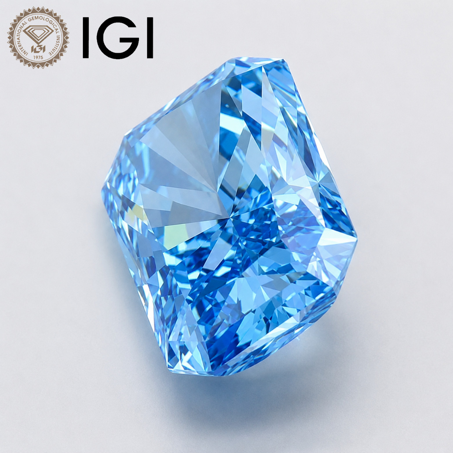 Radiant Lab Grown Diamond 1.72CT Fancy Vivid Blue VVS2 IGI Loose