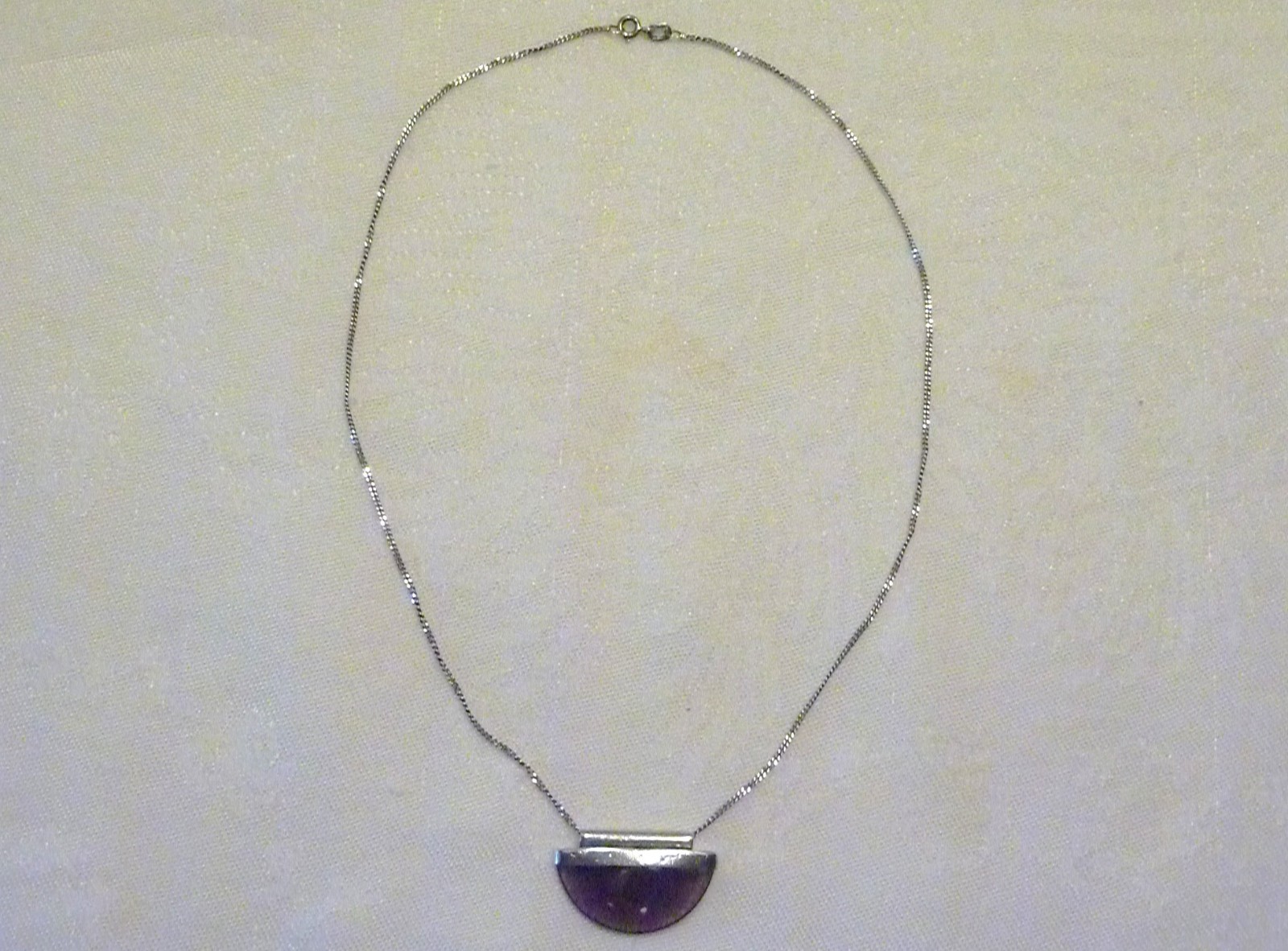 Vintage LADIES Silver NECKLACE Amethyst Glass PENDANT 925 Marks