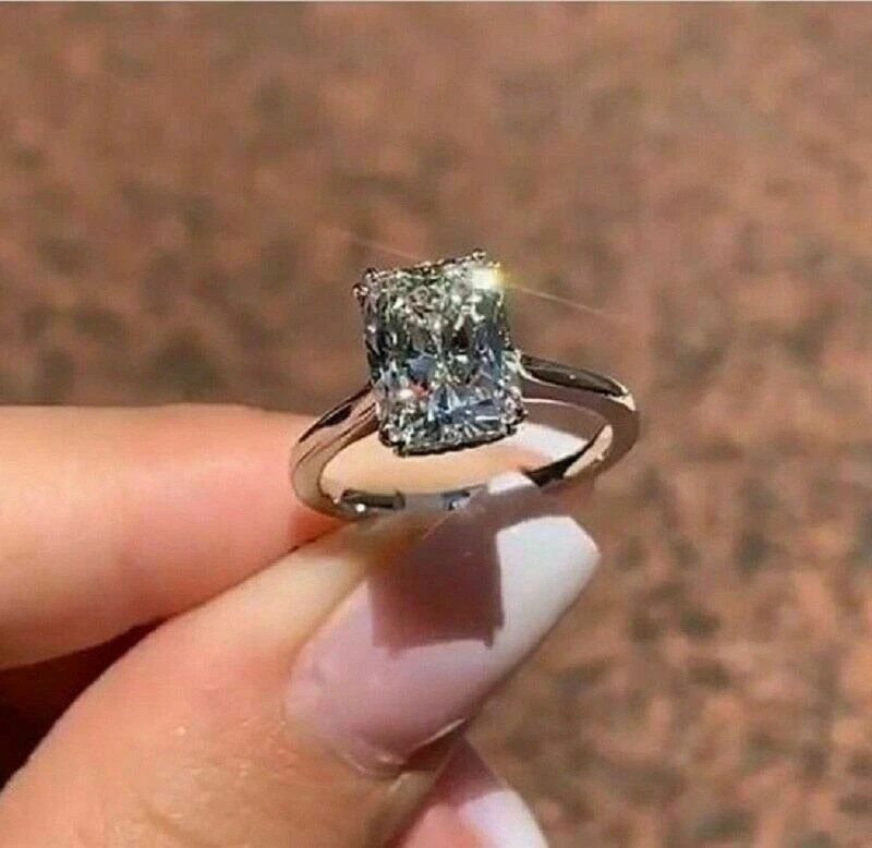 2Ct Radiant Cut Lab Created Diamond Solitaire Engagement Ring 14k White Gold Fn