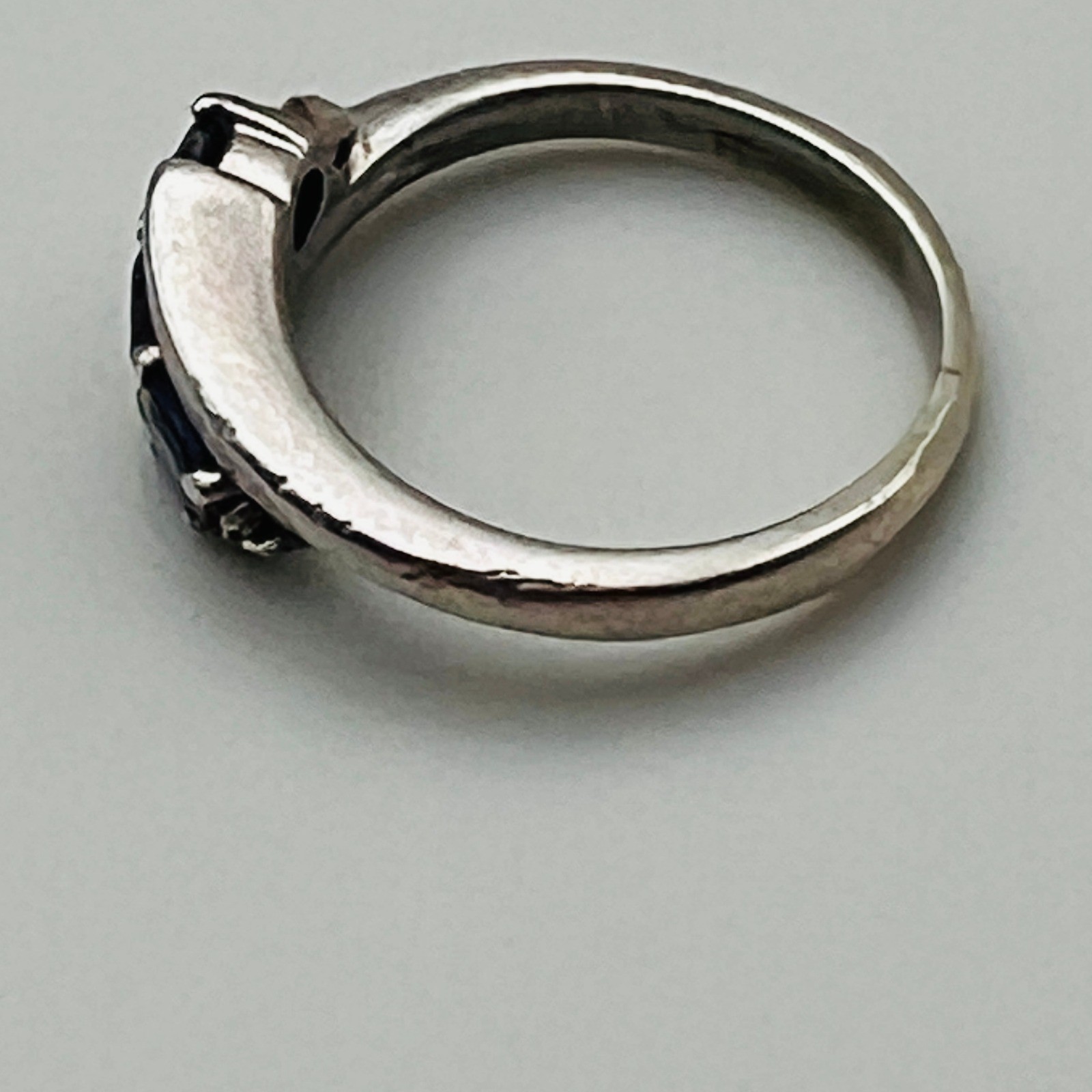 Vintage Blue Stone Bypass Ring Size 6 Sterling Silver Modern Twist Style 925