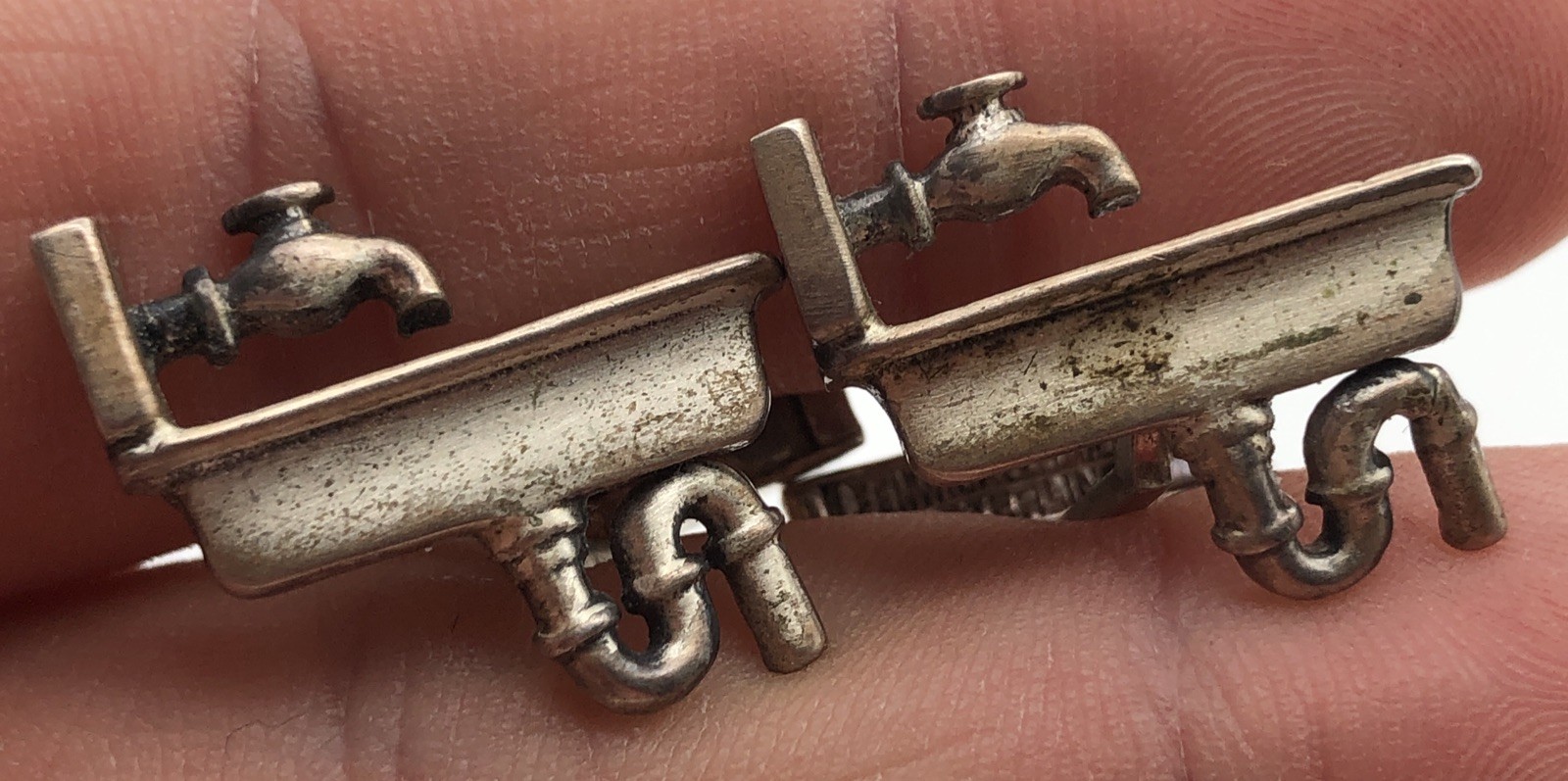 Vintage Fenwick & Sailors Sink Plumbing Plumber Sterling Silver Cufflinks