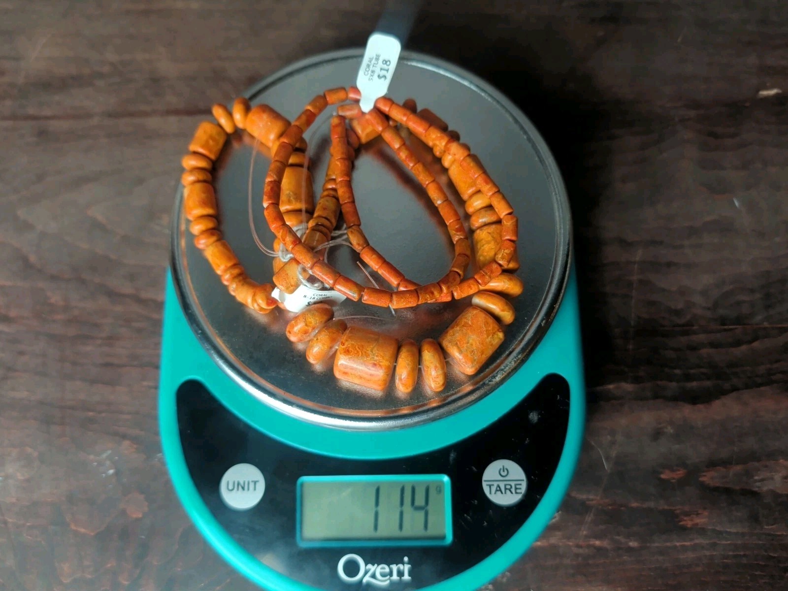 114 G Orange Coral Barrel Bead Sm-Lrg Loose Bead Jewelry Making $68 Retail