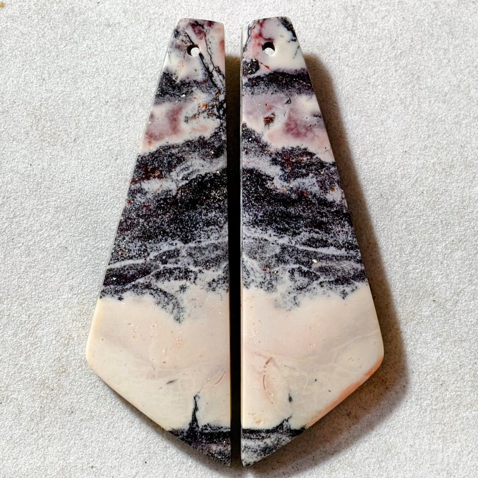 44 Cts Natural Porcelain Jasper Drilled Pair Cabochon Gemstone 47.5 X 15.4 MM