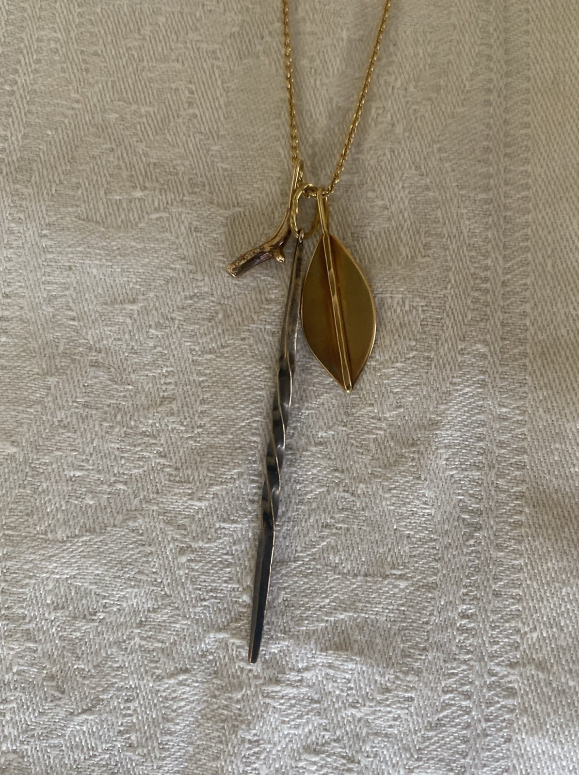 Sarah McGuire Studio Gold Long Necklace with Three Mixed Metal Pendants