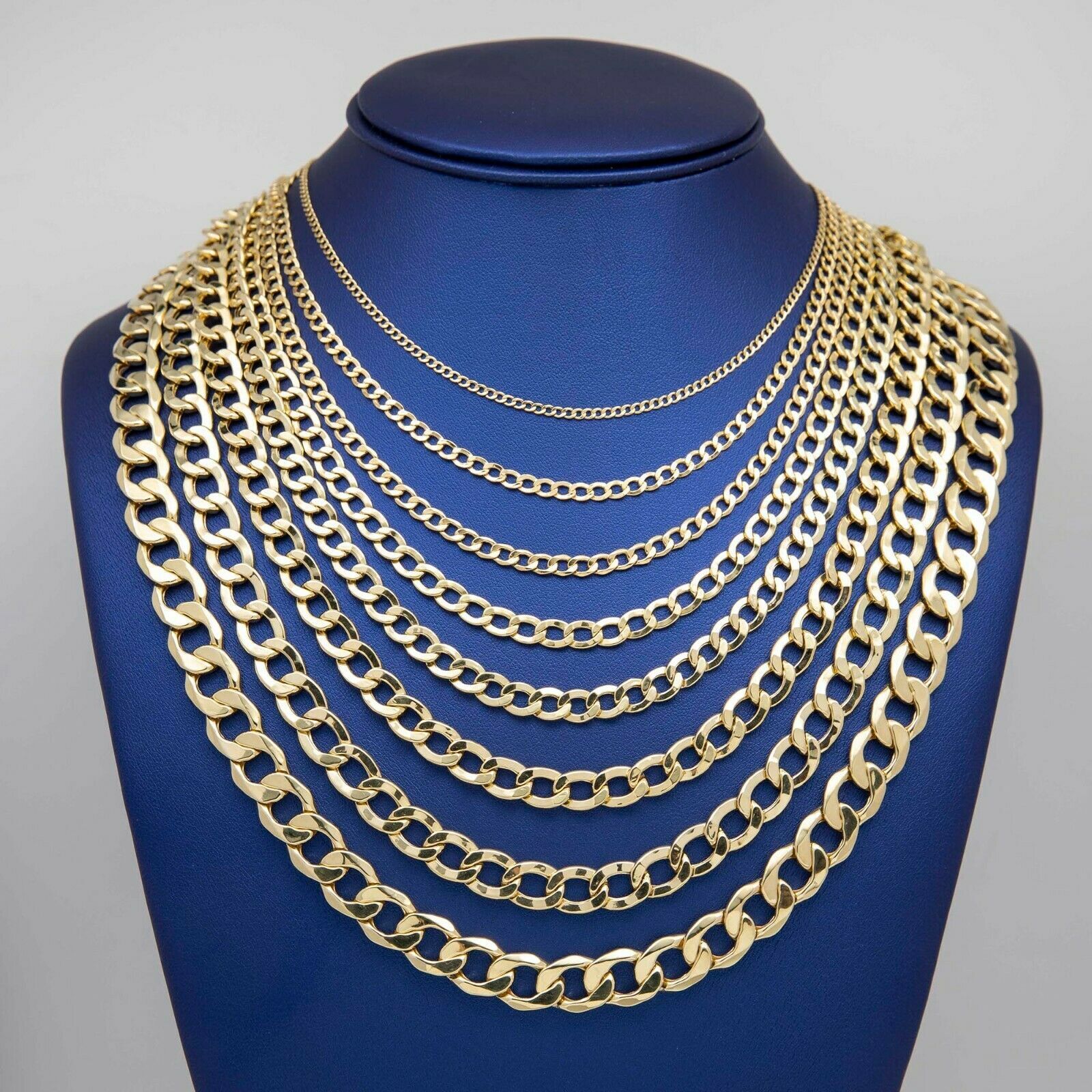 Miami Curb Link Chain Necklace Real 10K Hollow Yellow Gold All Sizes