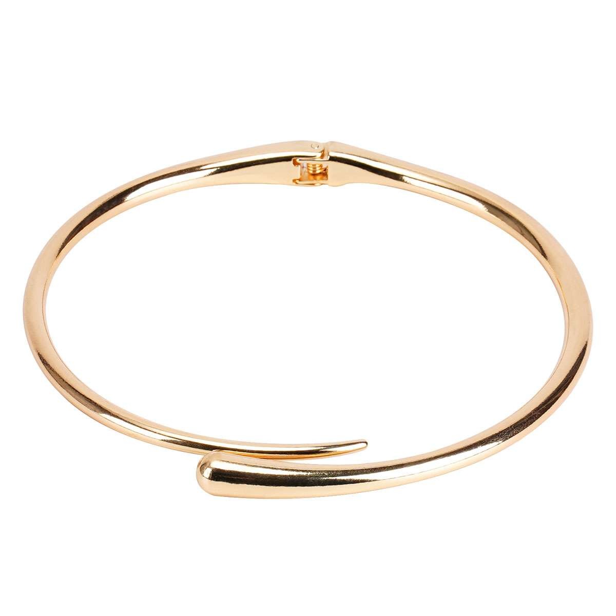 Chunky Gold Collar Necklace Women Teardrop Open Cuff Choker Spring-Hinged Clasp