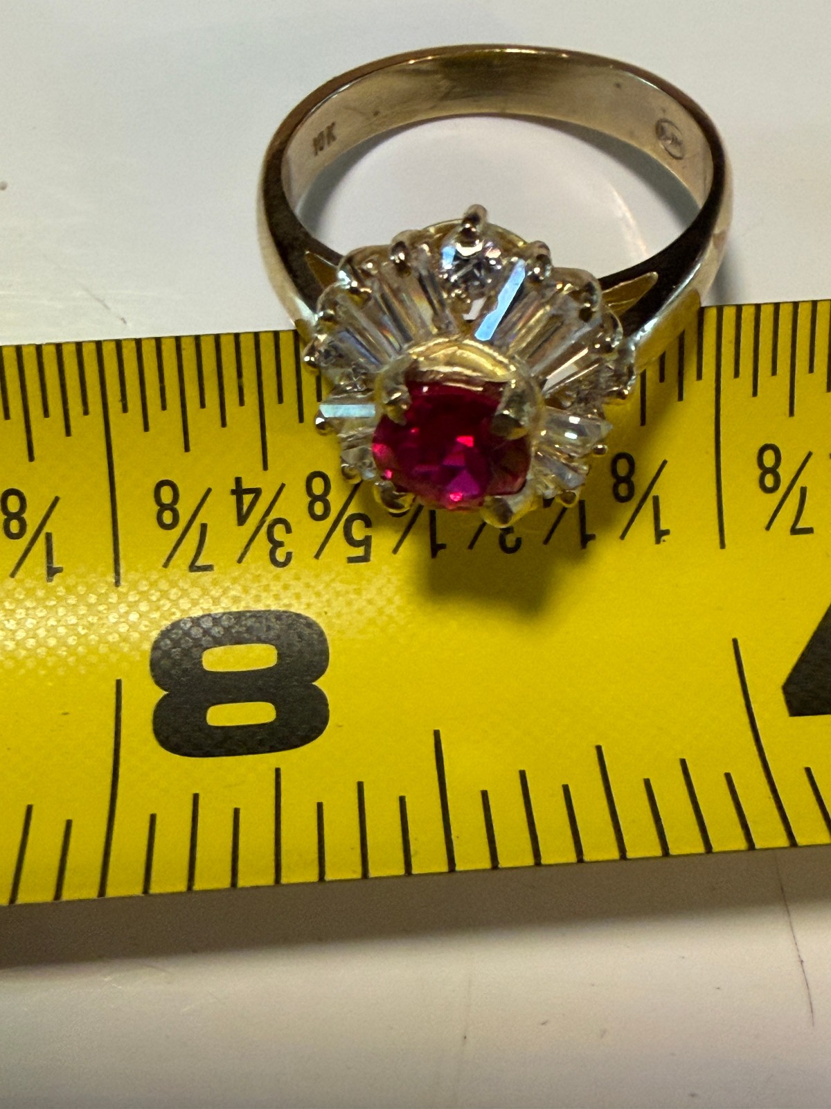 Vintage SOLID 10KT BJM Gold Stamped Red Size 8 Ring 4.71g NOS NOI!