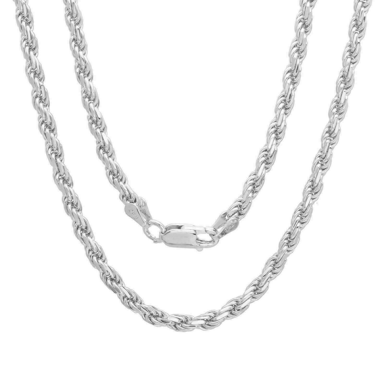 Solid Sterling Silver Italian Rope Chain Mens 925 Necklace 3mm 16”-30” NEW