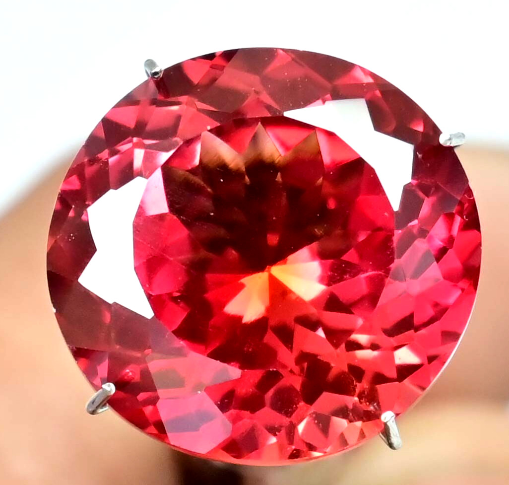 Flawless Natural imperial Topaz 17.70 Ct Round AGL Certified Rare Loose Gemstone