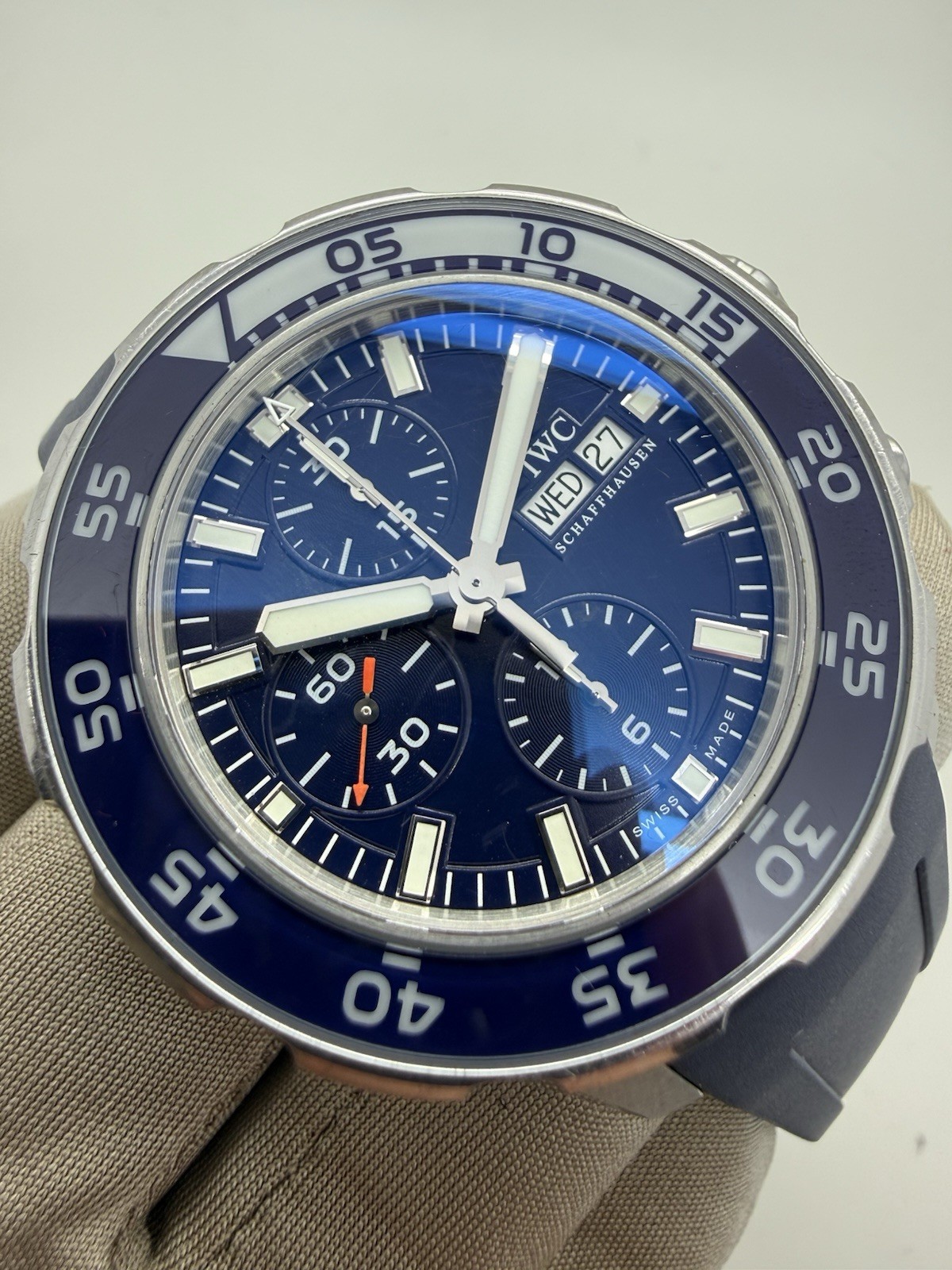 IWC Aquatimer Chronograph Blue Dial Steel 45mm Rubber Automatic Watch IW376711
