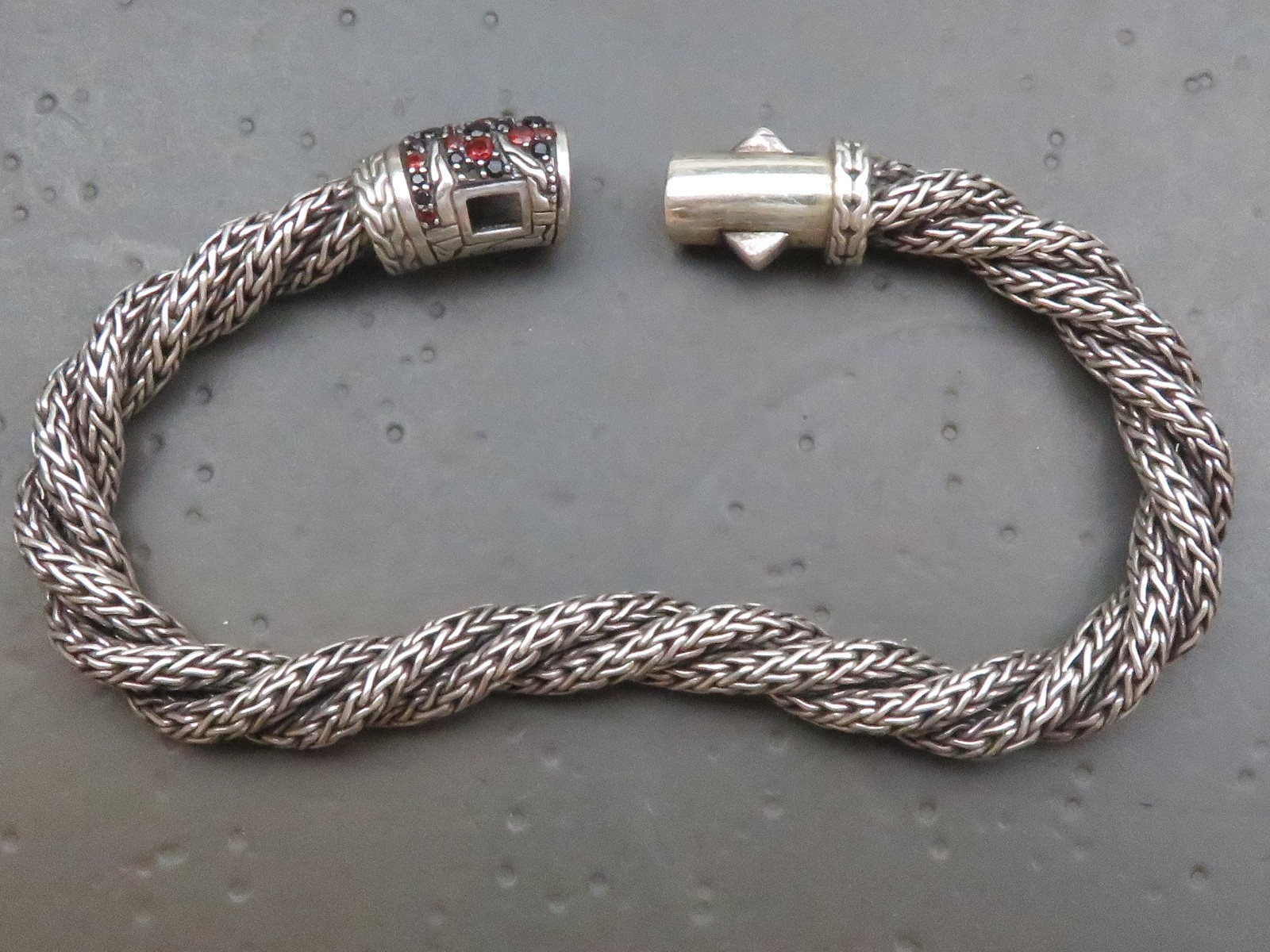 Vintage John Hardy Sterling Silver 925 Braided Chain Bracelet Push Lock Closure