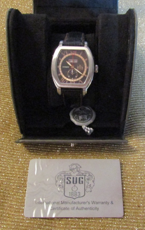 SUG 1883 Automatic ,Moon Phase Day/Month Black Dial Men’s Watch NEW w/Box S-7003