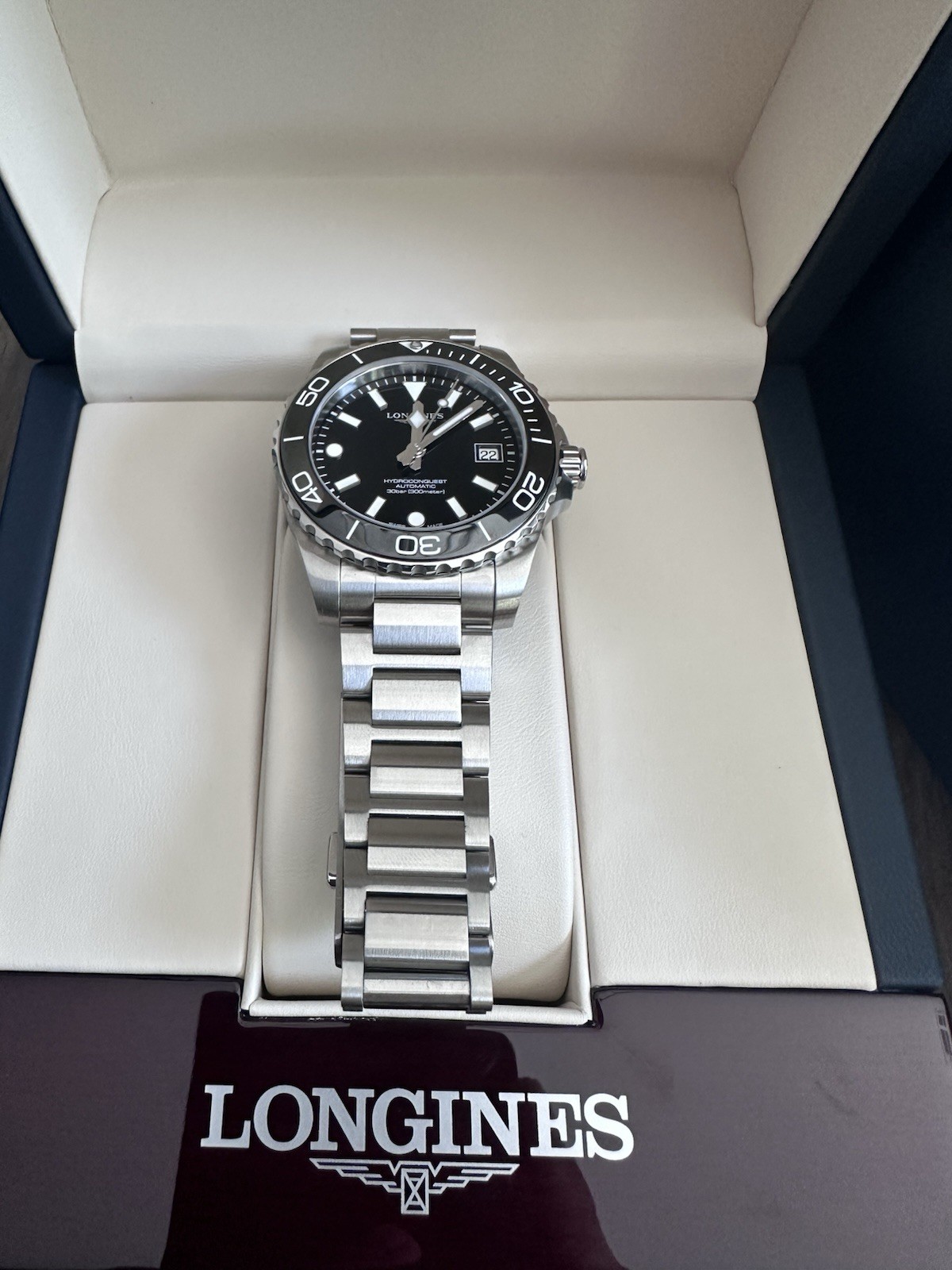 2026 Longines HydroConquest Automatic 39mm Black Dial/Bezel Date Box & Papers