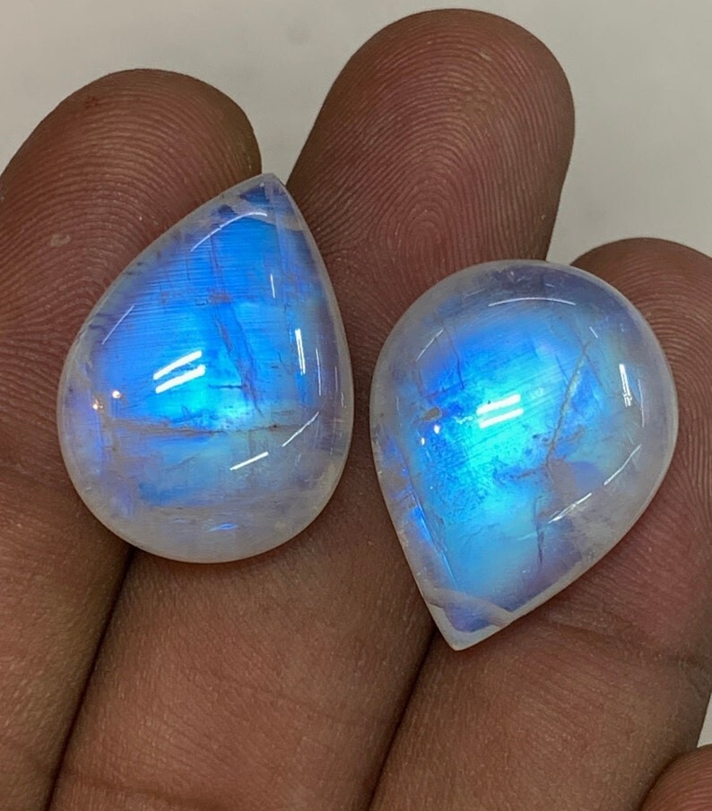 AAAAA Quality Rainbow Moonstone Blue Fire Pear Briolette 15×21 To 16×21 MM