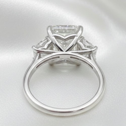 Emerald Cut Ring 14K White Gold 6.80 Carat Lab Grown IGI Diamond