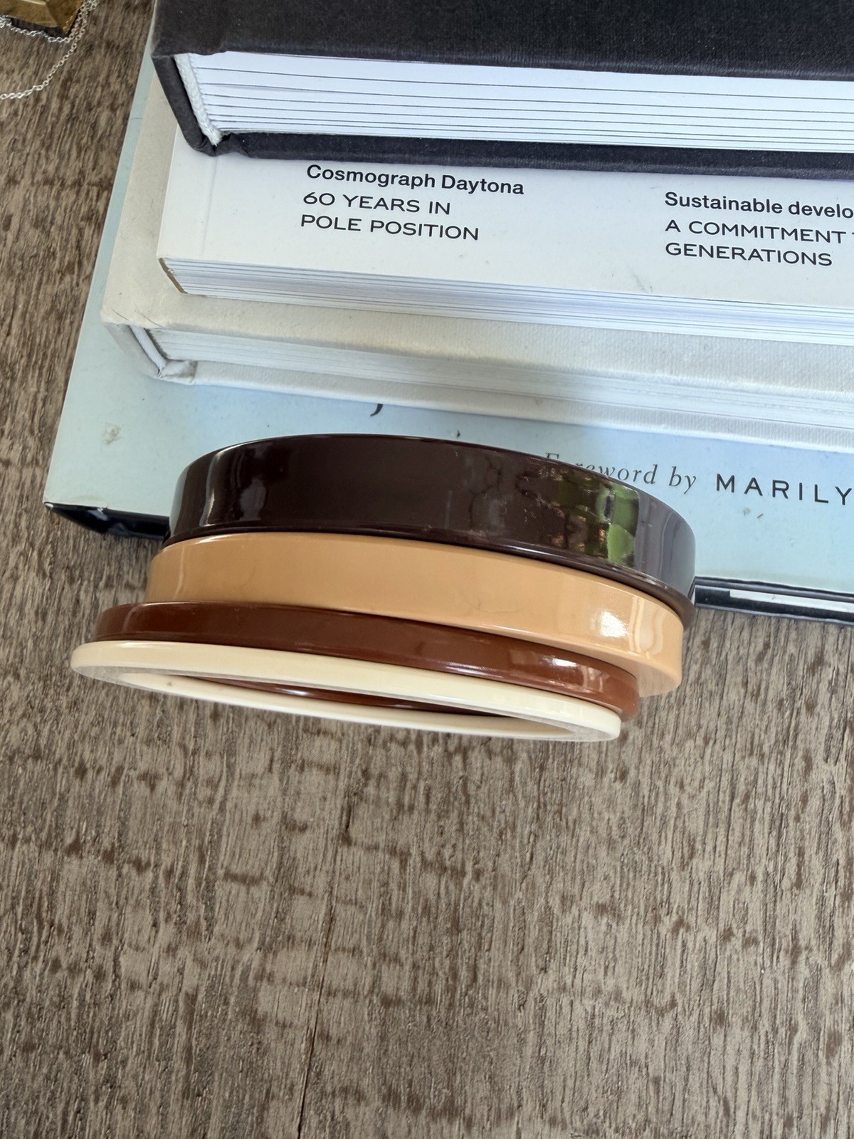 4- Vintage Acrylic resin stackable Squared bangle bracelet Earth Tones Neutrals