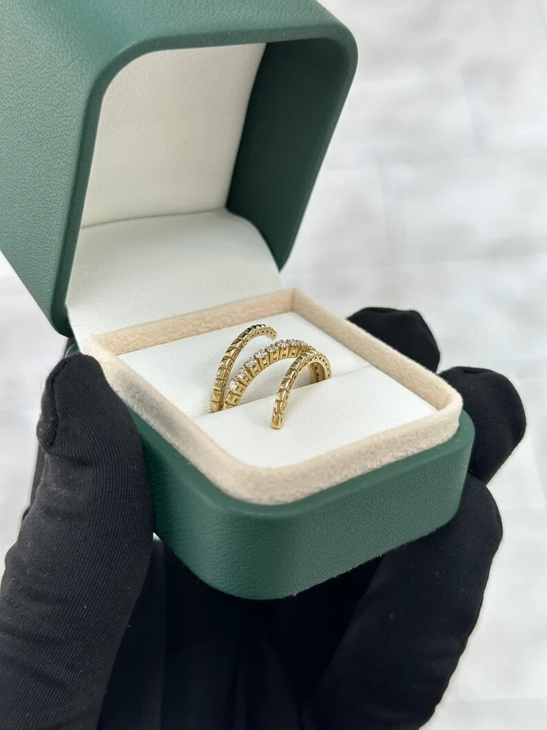 0.20tcw Retractable Natural Diamond Trendy Full Finger Coverage Ring 14K