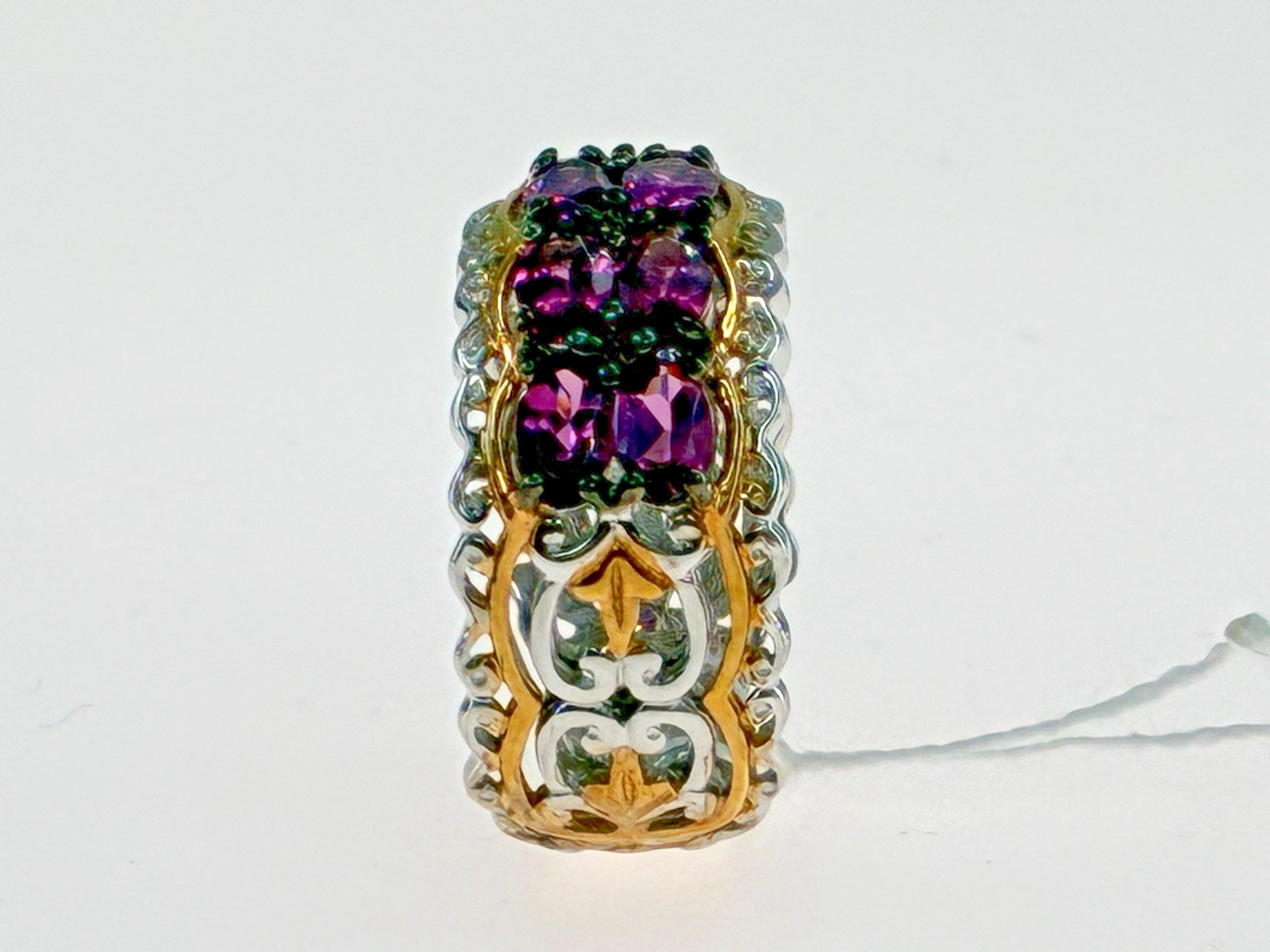 Michael Valitutti Gems en Vogue Color Change Garnet Gold Silver Palladium Ring 8