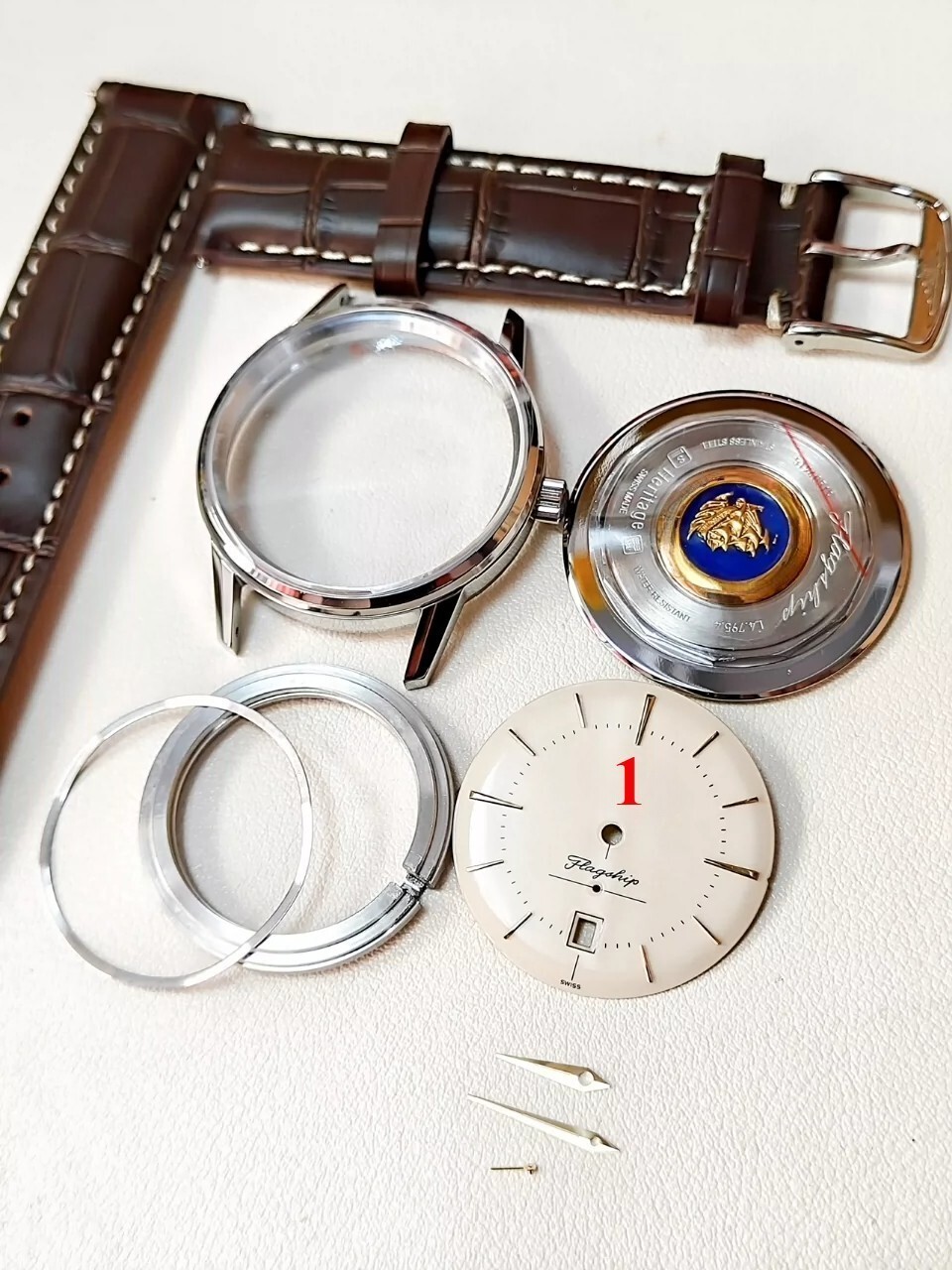 38.5mm Stainless Steel Watch Case With Band for FLAGSHIP HERITAGE 2895