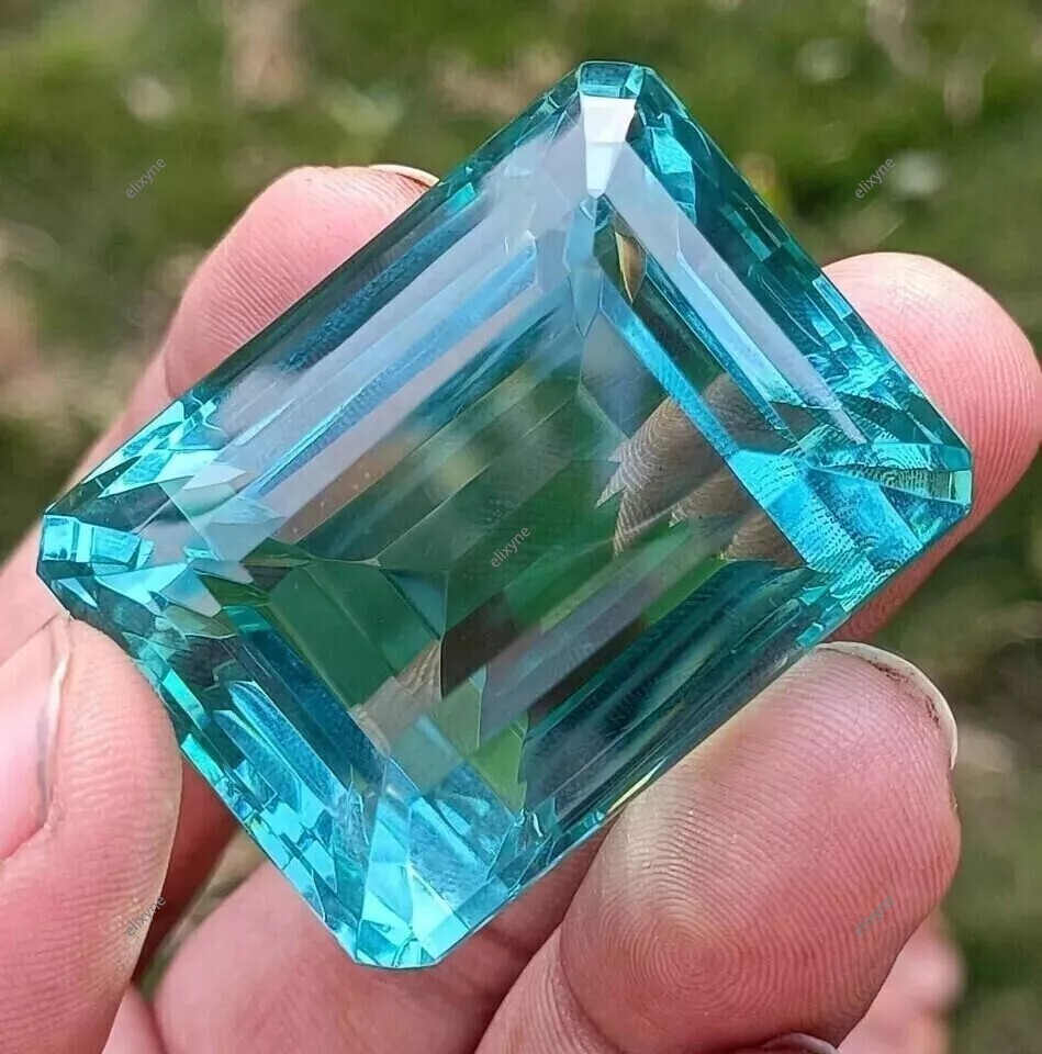 100 Cts Plus Certified Blue Topaz Emerald Cut Big Size Flawless Loose Gemstone
