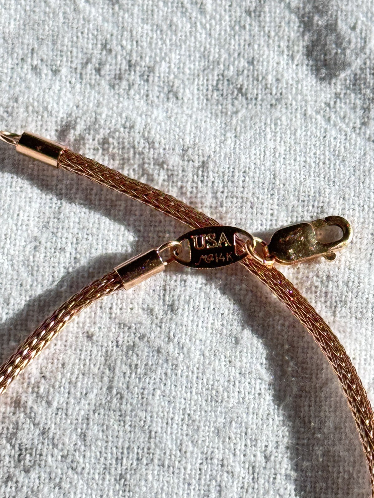 MICHAEL ANTHONY Vintage 14K Rose Gold Woven Foxtail Chain Bracelet 7.5 Inch